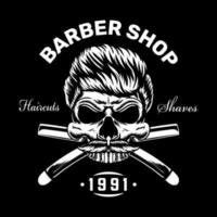 Skull vintage barbershop apparel design vector