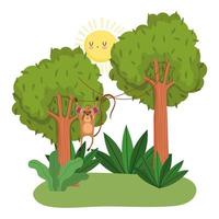 Cute monkey hanging in trees  vector