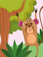 Cute monkey hanging on a tree branch  vector