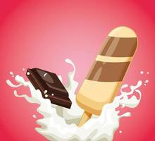 Ice cream bar with milk and chocolate vector