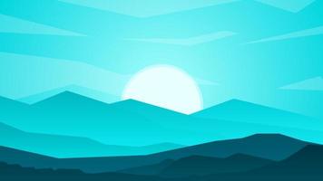 Sundown landscape background with mountains vector