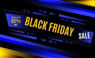 Black Friday blue and yellow dynamic stripes design vector