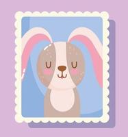 Cute dibujos animados de conejo en sello de correo vector