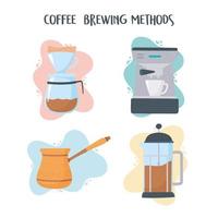 Coffee brewing methods icon set vector