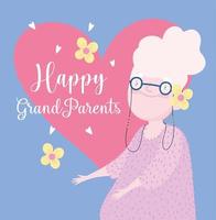 Happy grandparents day. Granny with hearts and flowers  vector