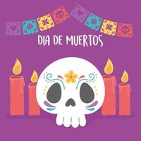 celebración del día de muertos con calavera de azúcar vector