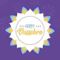 feliz festival de dussehra. etiqueta de celebración de frase de mandala vector