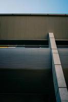 Black and white stairs with stainless steel railings photo