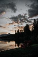 Lake at sunset photo