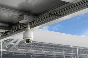 Closeup CCTV cameras on the roof photo