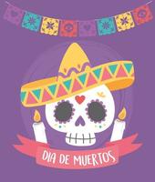 celebración del día de muertos con calavera de azúcar vector