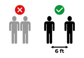 seis pies de distanciamiento social vector