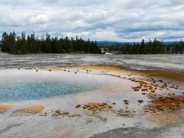 The blue waters of a geothermal spring at Yellowstone Park. photo