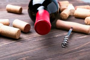 Wine corks and bottle of wine