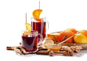 mulled wine with spices photo