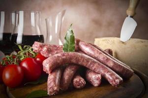 sausage and red wine photo