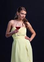 woman with red wine photo