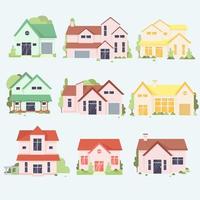 Colorful cartoon house collection vector