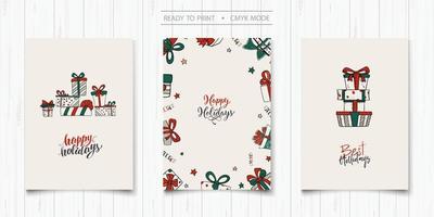 Set of Minimal Holiday Cards Hand Drawn Style vector