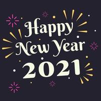 Happy New Year 2021 card with fireworks vector