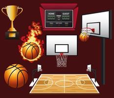 conjunto de iconos de baloncesto vector