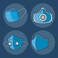 Set of medical face masks  vector