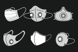 Set of medical face masks  vector