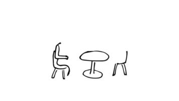 animación de personas que aparecen lentamente charlando sentadas en el escritorio
