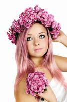 Pink-haired woman photo