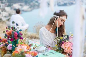 girl with a wedding bouquet boho style photo