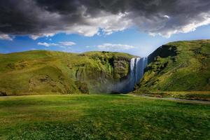 Powerful Skogafoss Waterfall in Iceland photo