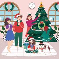 Family Gather and Celebrate Christmas At Home vector