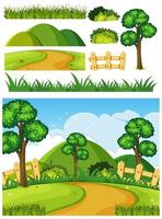 Set of objects for nature scene vector