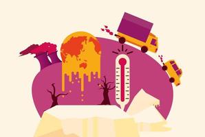 Global warming alert with planet in crisis  vector