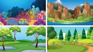 Set of different nature scenes vector