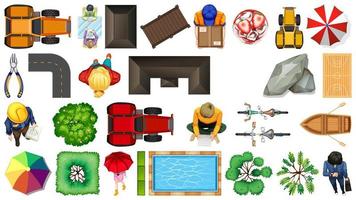 Set of top view park elements  vector