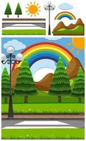 Set of rainbow nature elements  vector