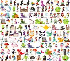 Set of fantasy cartoon characters  vector