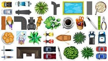 Set of top view park elements  vector