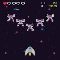 escena espacial de videojuegos retro vector