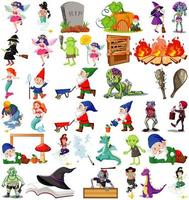 conjunto de personajes de dibujos animados de fantasía vector