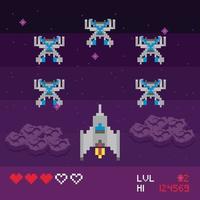 Retro video game space scene  vector