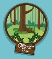 paisaje para la celebración del día del bosque vector