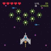 escena espacial de videojuegos retro vector