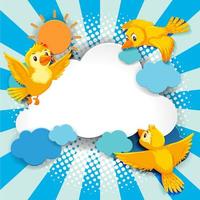 Bird Fancy Banner Comic Cartoon Style vector