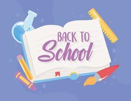 Back to school. Lettering on an open book  vector