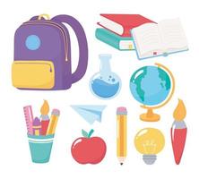 Back to school. Elementary education stationery supplies set vector