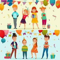 Kids party banners vector