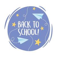 Back to school. Cartoon paper planes and stars  vector