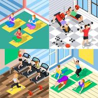 Isometric jog people 2x2 vector